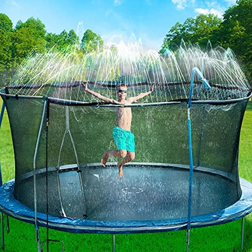 Bobor Trampoline Sprinkler for Kids, Outdoor Water Park Fun (39ft, Black)