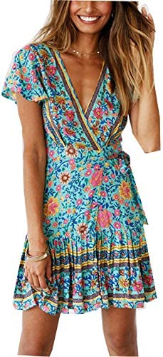 Boho Floral Wrap Dress for Women