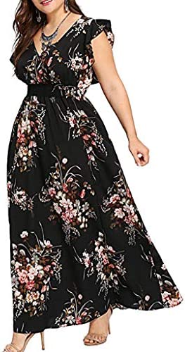 Floral Plus Size Swing Dress for Women – Summer Boho Midi Beachwear