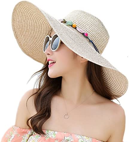 Foldable Wide Brim Straw Sun Hat for Women – UV UPF 50+