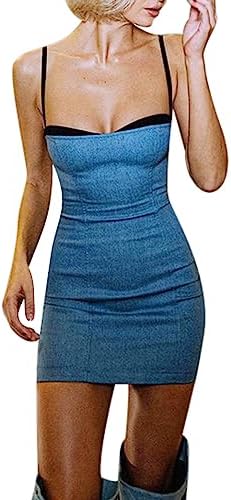 GUXMO Women’s Sexy Spaghetti Strap Bodycon Mini Dress for Party Club
