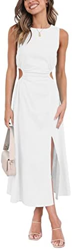 LILLUSORY Cutout Linen Cotton Maxi Dress for Women