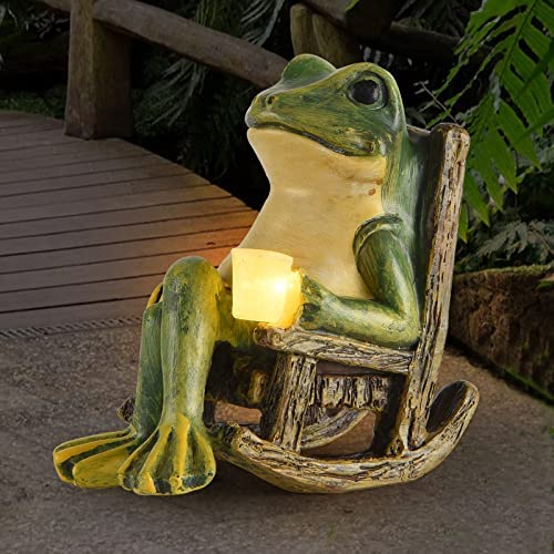 Miniature Frog Garden Statue for Outdoor/Indoor Decor with Solar Power