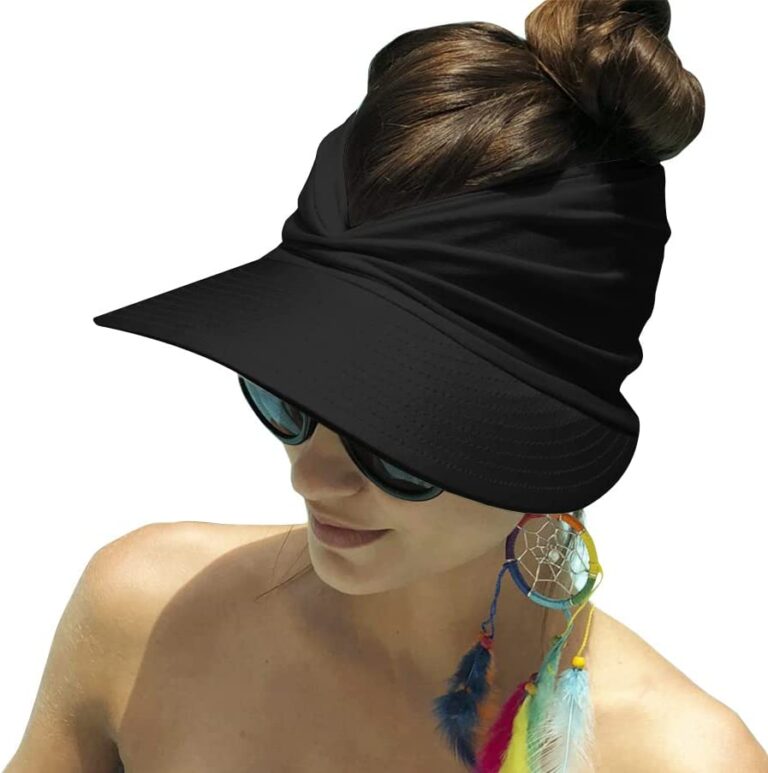 Mukeyo Women’s Wide Brim Sun Visor with UV Protection and Ponytail Opening