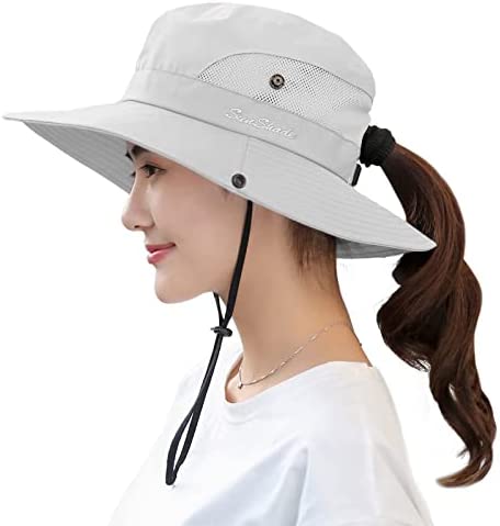 Muryobao Women’s Ponytail Sun Hat with UV Protection and Foldable Brim