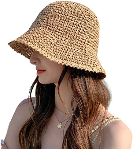 Straw Bucket Hat for Women – Foldable and Solid Color