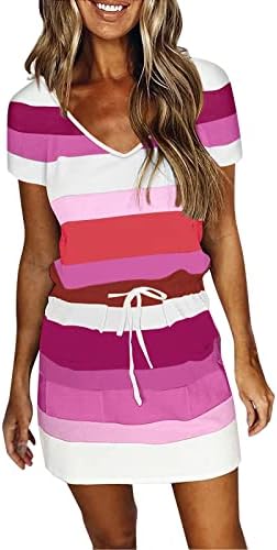 Summer Striped T-Shirt Dress with Pockets