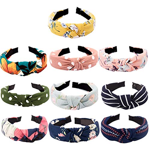 TOBATOBA 10 Piece Women’s Headband Set with Floral and Bow Knot Designs