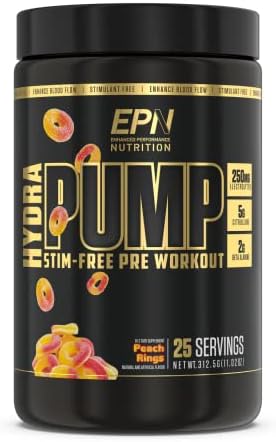 HydraPump | #1 Stim-Free Pre Workout Powder with Nitric Oxide Booster, Electrolytes & Nootropics – Peach Rings