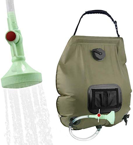 KIPIDA Solar Shower Bag, 5 gallons/20L, Removable Hose and On-Off Switchable Shower Head