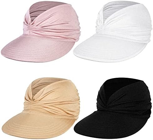 Motarto 4 Pack Women’s Sport Sun Visor Hats: Wide Brim Baseball Cap