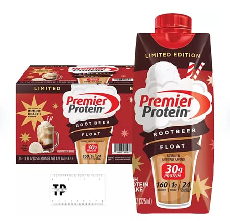 Premier Protein 30g Protein Shake, Root Beer Float 11 fl. oz. (15 pk.) Limited Edition + Bonus TP Magnet