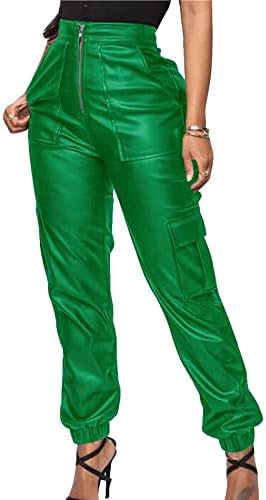 Stand out in style with these green leather pants!